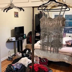 ESTEBAN HAND BEADED CRYSTAL CROP TOP